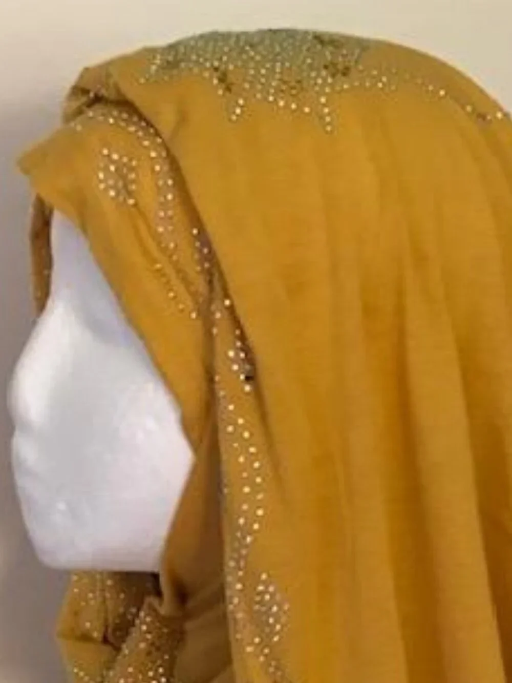 Women's Golden Tan Rhinestone Fashion Jersey Scarf 28 x 70 Headwrap  Hijab